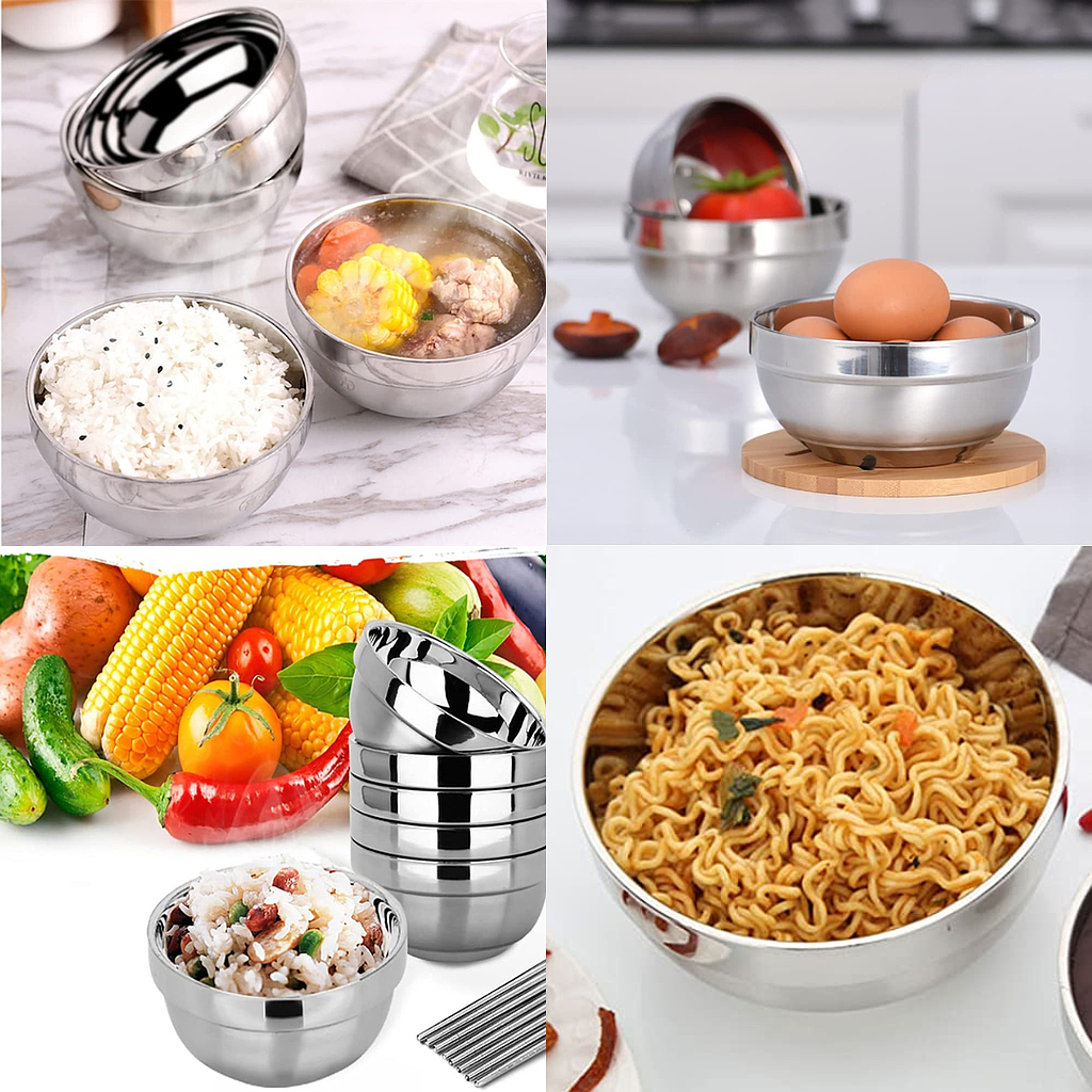 Set de 10 bowl de acero inoxidable con aislamiento térmico