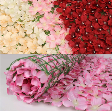 Malla Artificial Con Flores Hortensias