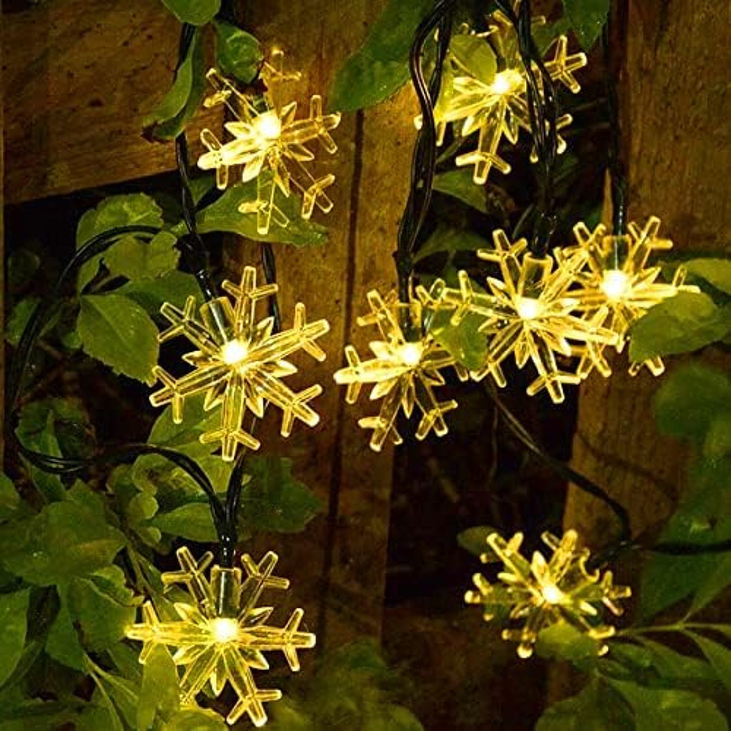 Serie De Luces Copos y Estrellas Solares