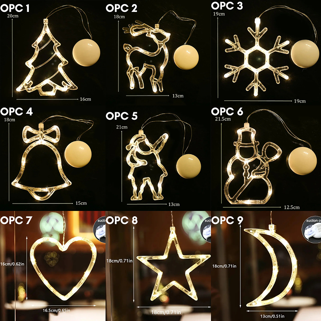 Adornos Navideños LED Con Ventosa