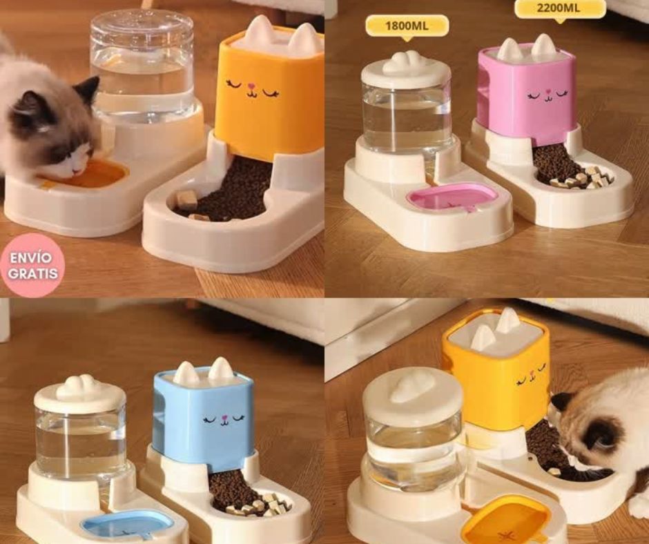 🐱 Set  De Dispensadores De Agua y Comida Kawaii🐶