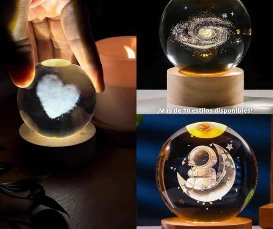 🌌Lamparas Estilo Bolas De Cristal 3D🚀