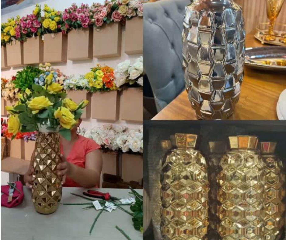 🌸Jarrón Cerámico Dorado🌸