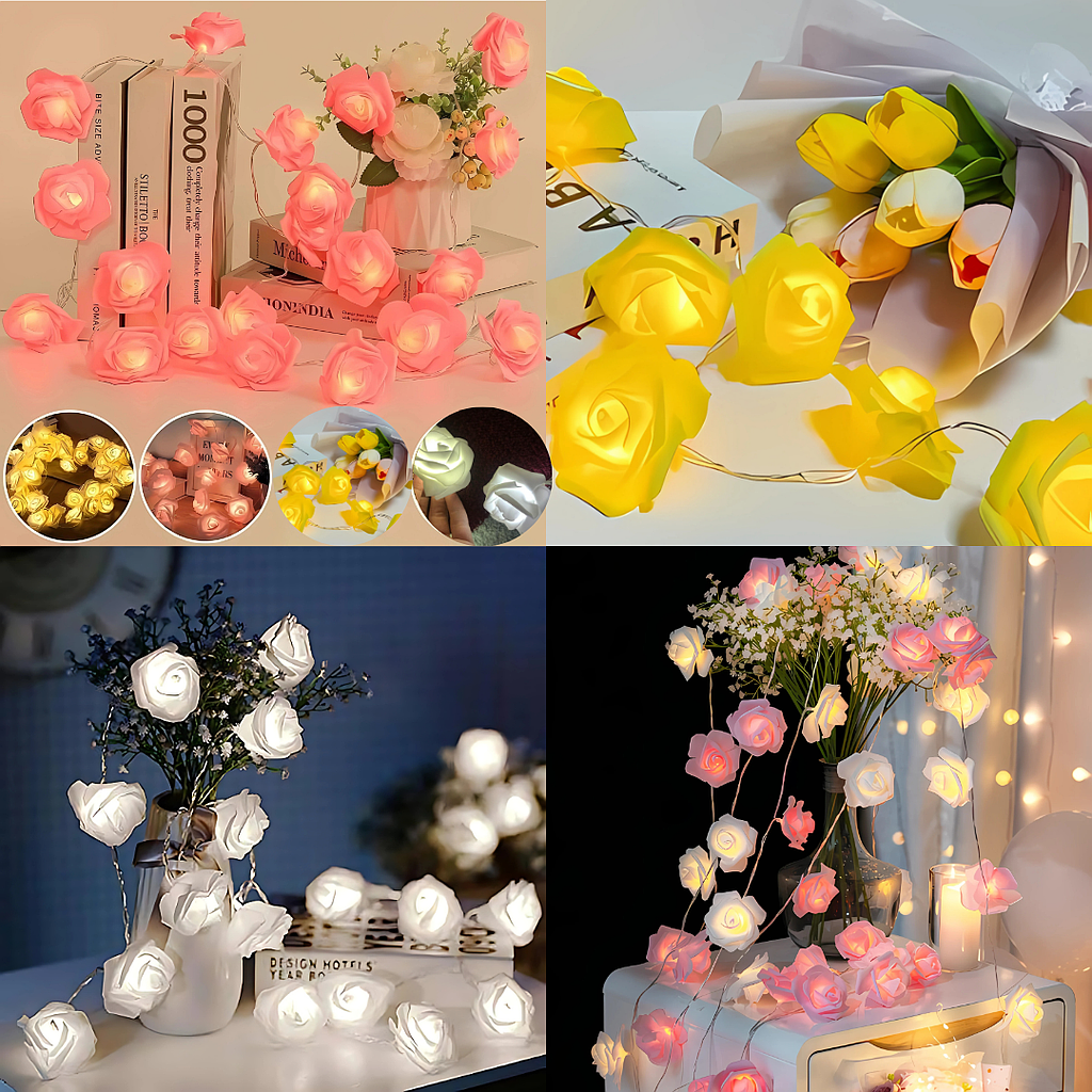 🌹 Guirnalda de Rosas LED 🌹