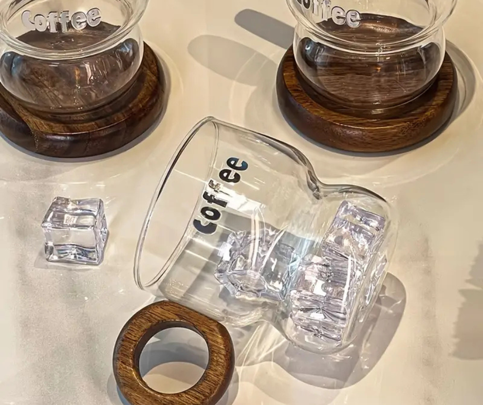 ☕Tazas Con Base De Madera Vintage🏡