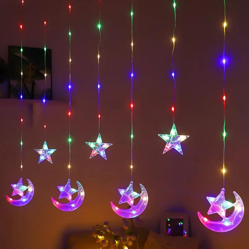 🎅Cortina de Luces de Lunas y Estrellas🎅