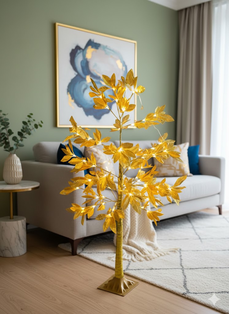 Árbol de Abedul LED Dorado