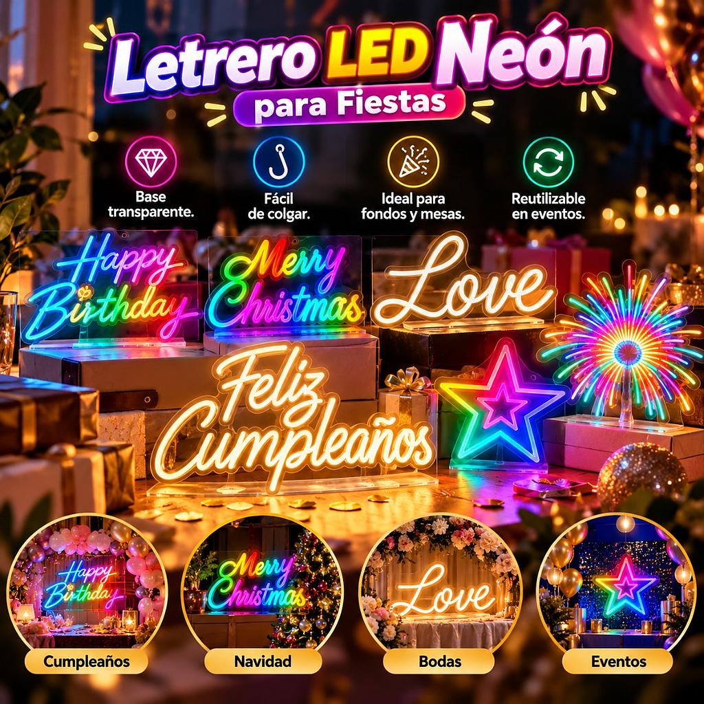 🎉Letrero LED Neón para Fiestas🎊