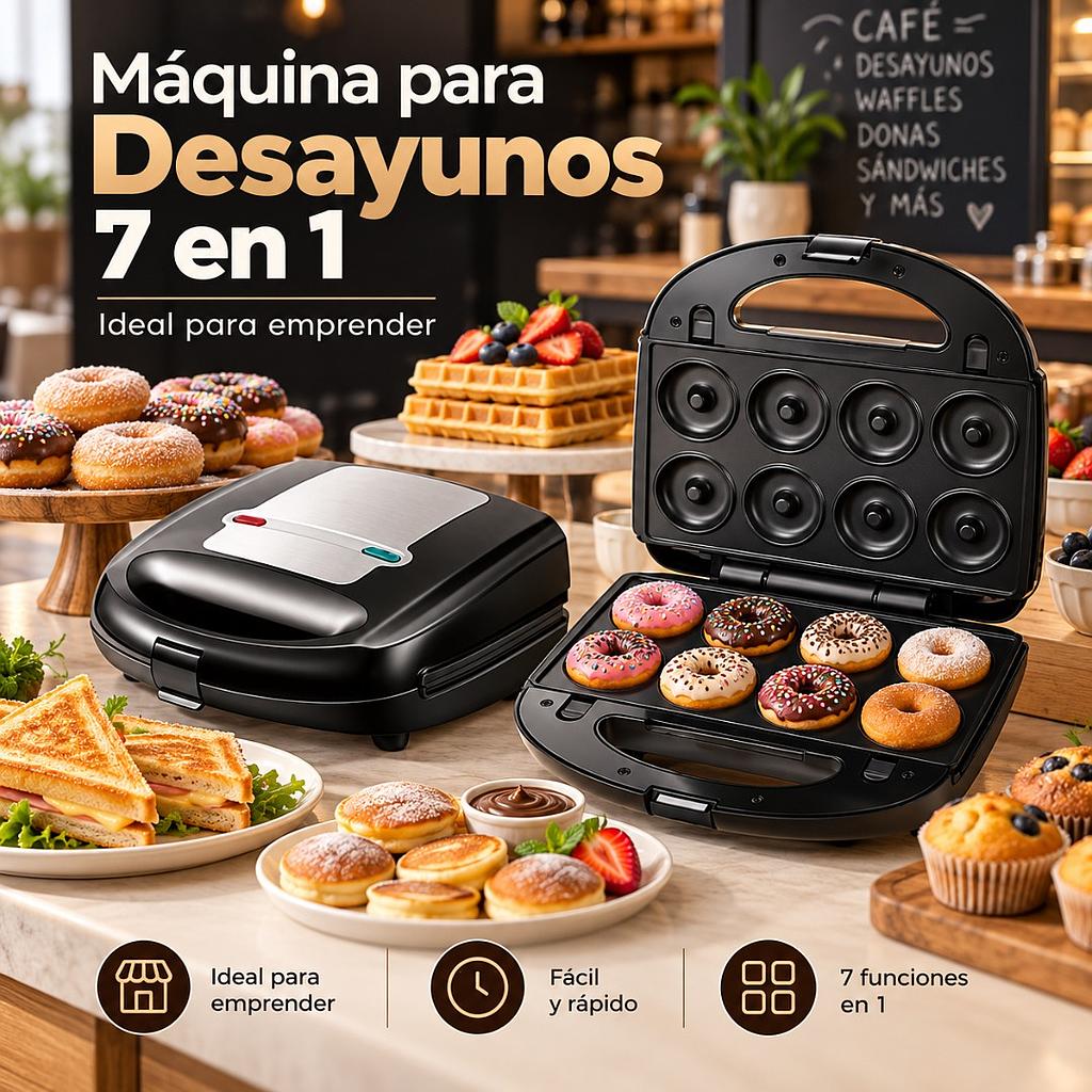 🍩 Máquina para Desayunos 7 en 1 🥞