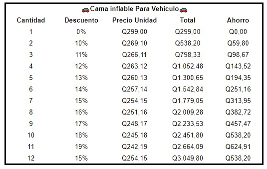Cama inflable Para Vehículo