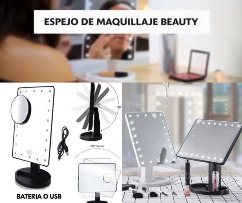 Espejo para Maquillaje con Luz LED 180°