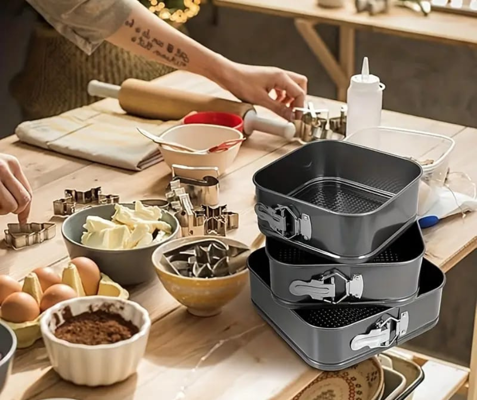 🥮Set de 3 de Moldes Cuadrado  Desmontables🥮