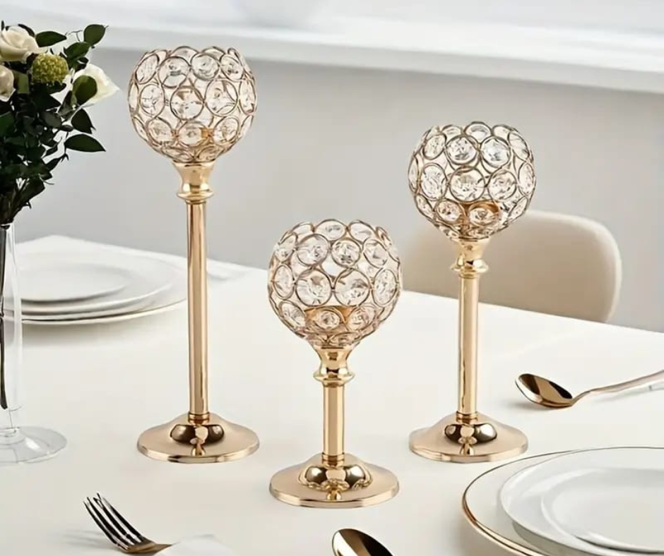 🕯Set Porta-velas de Cristal tipo Copa🕯