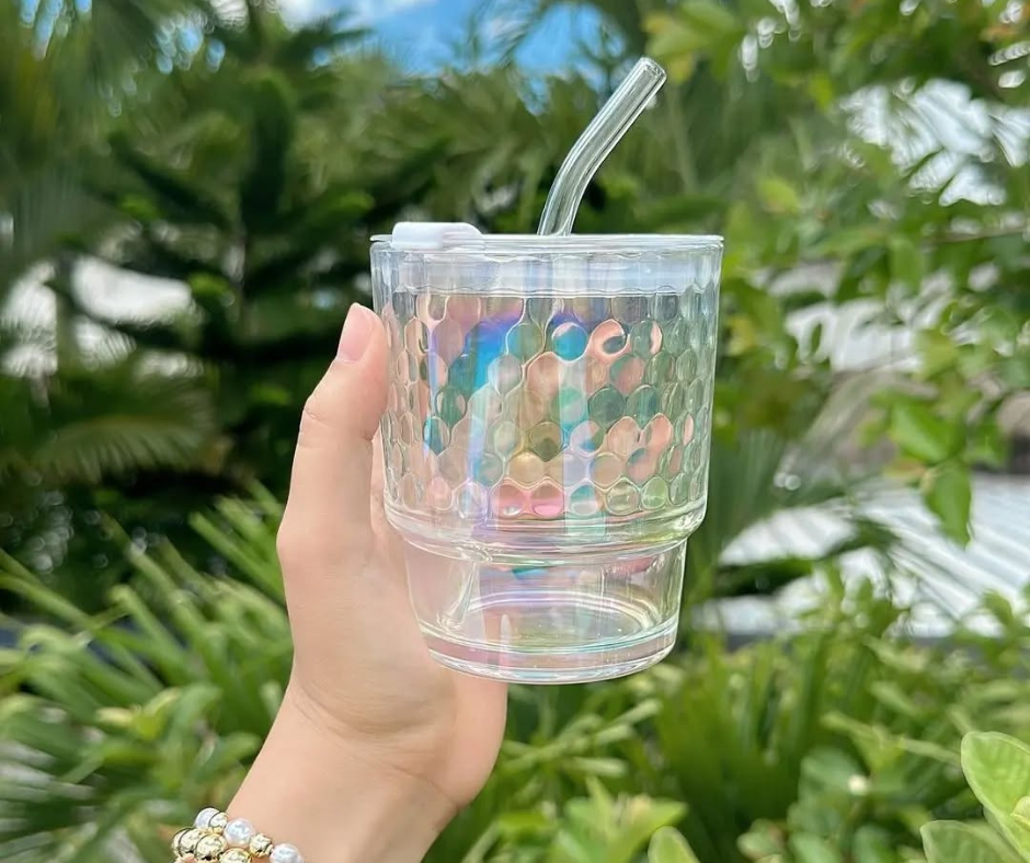 🥃Vasos  De Vidrio Tornasol🏡