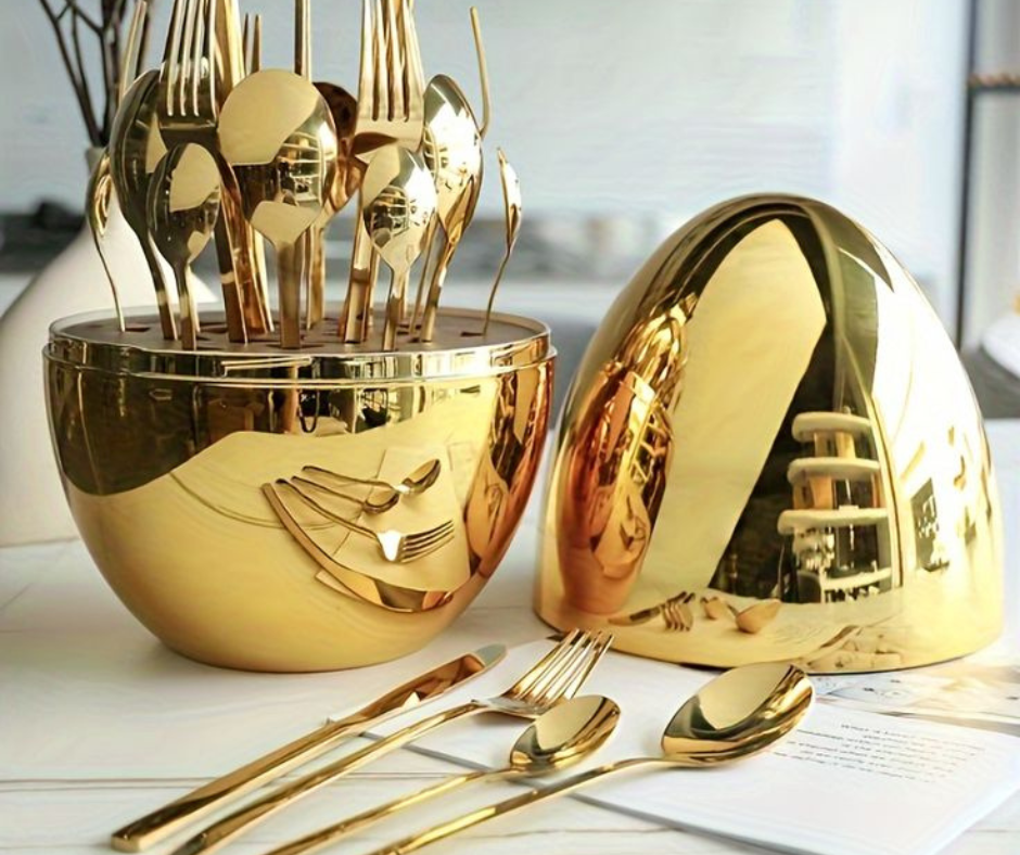 🍴Set de Cubiertos - Base Huevo Dorado🍴