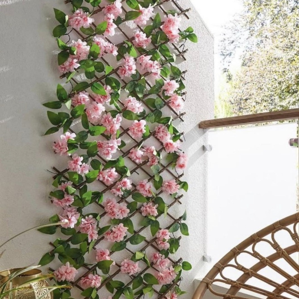 🌸 Valla Retráctil con Flores Artificiales 🌸