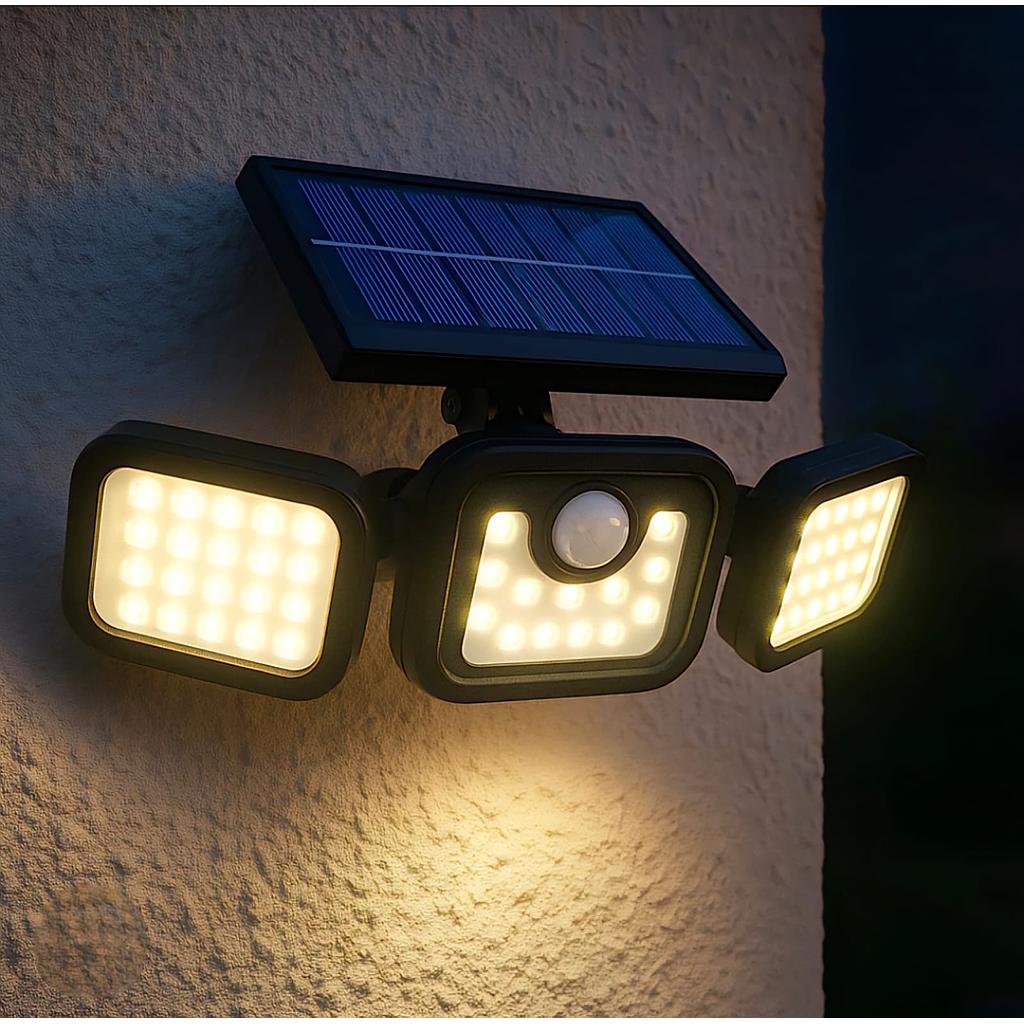💡Lámpara solar triple cabezal 🌞