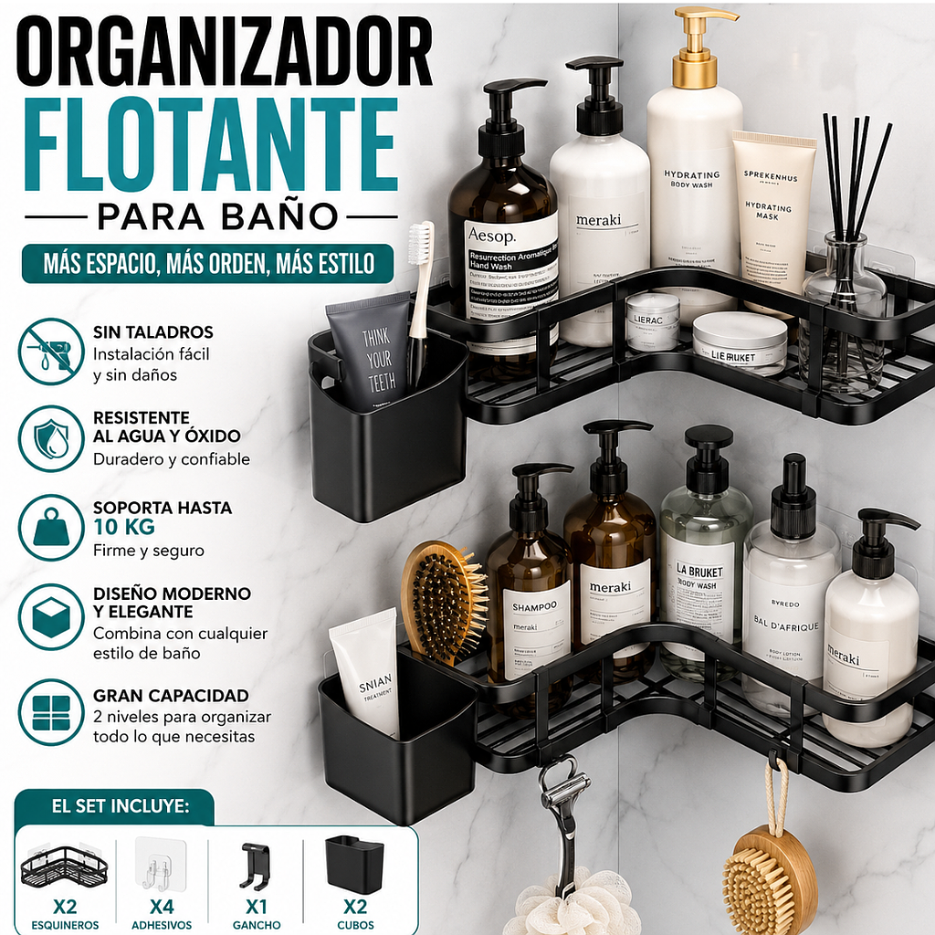 🛠️ ¡Organiza tu espacio con nuestra Repisa Flotante! 🍽️🛁