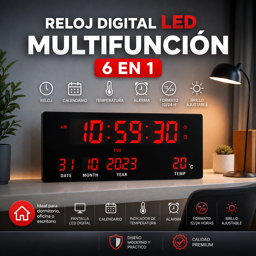 ⏱️Reloj Digital LED Multifunción 6 en 1⏱️
