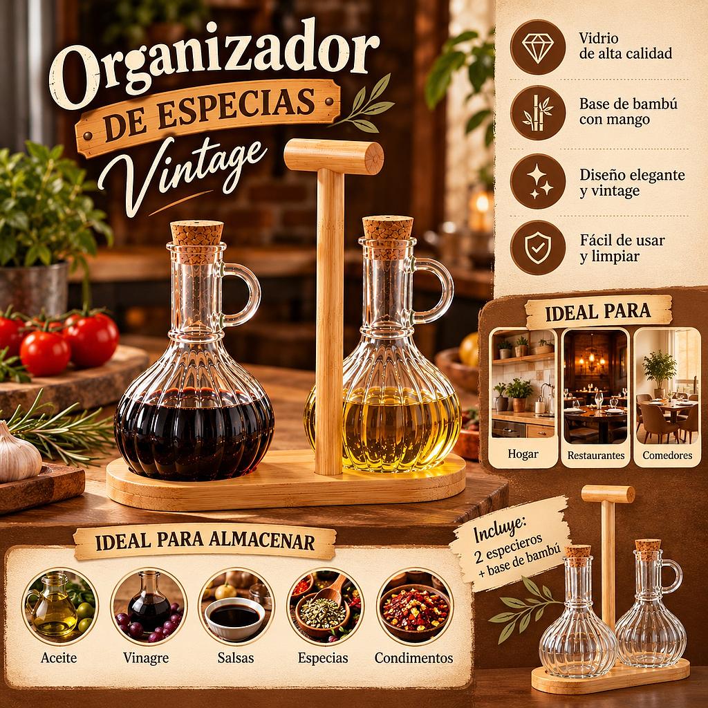 🥗 Organizador De Especias Vintage 🥩