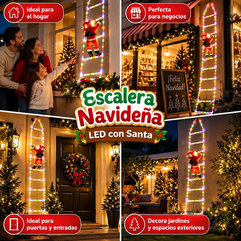 🎅Escalera Navideña LED Con Santa🧑‍🎄