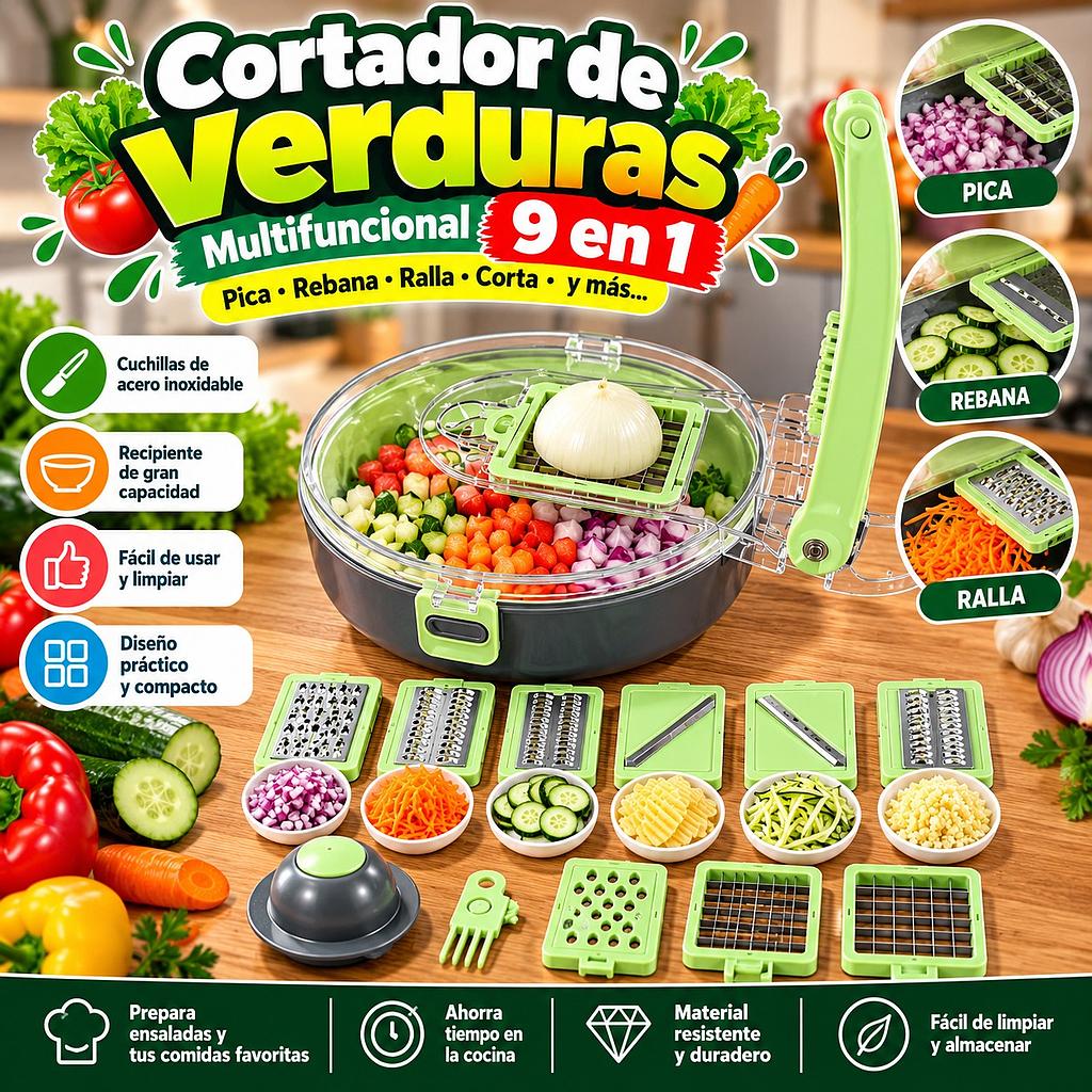 🍅Cortador De Verduras Multifuncional 9 en 1🥦