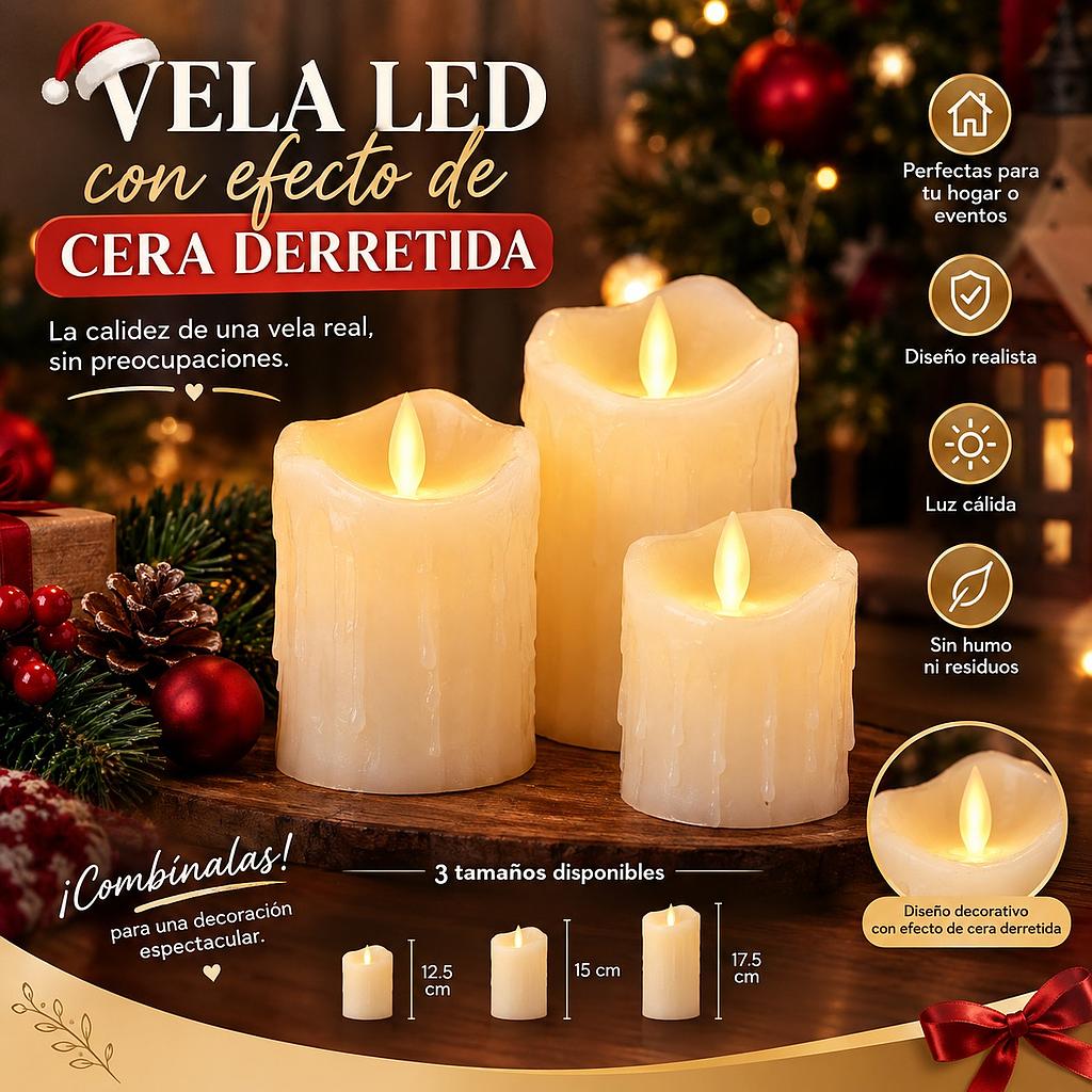 🕯️Vela LED con Efecto de Cera Derretida🕯️